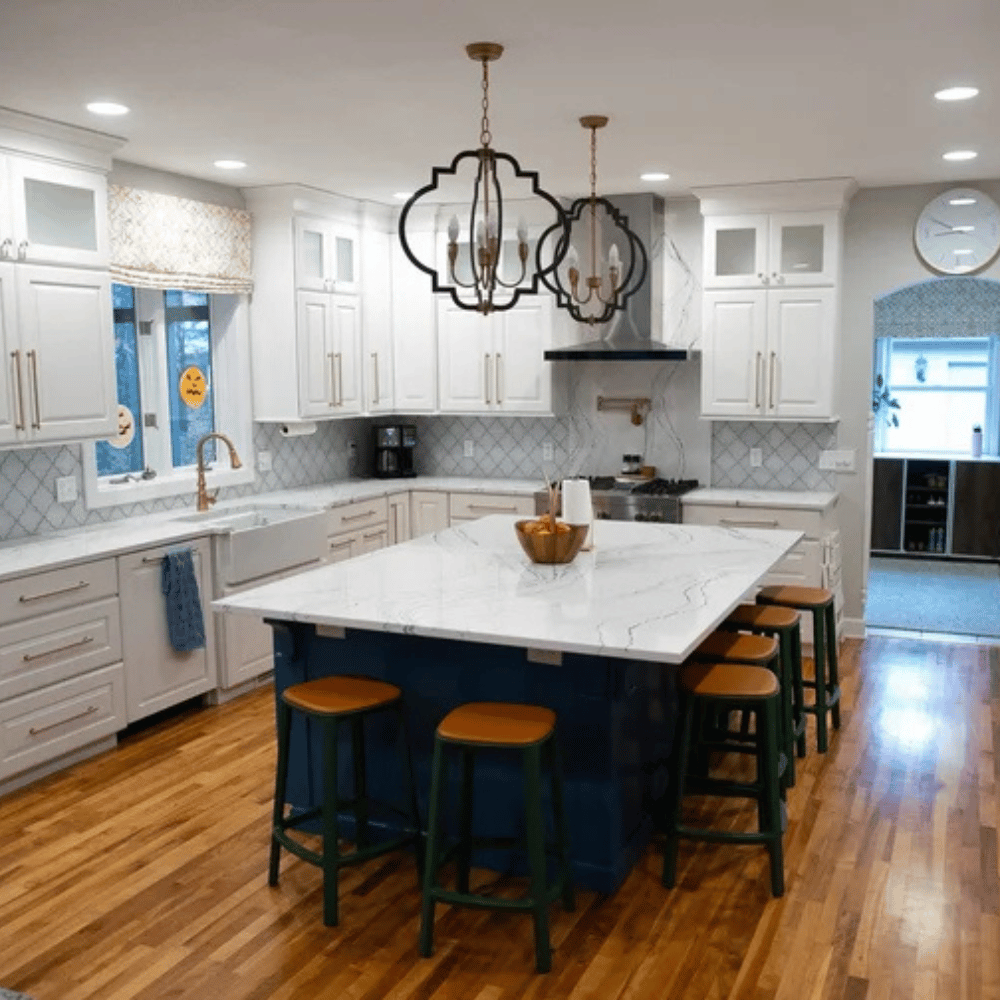 Luxury modern kitchen remodel with custom cabinetry in a Stevensville home.